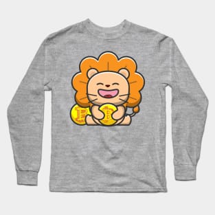 lion huging bitcoin Long Sleeve T-Shirt